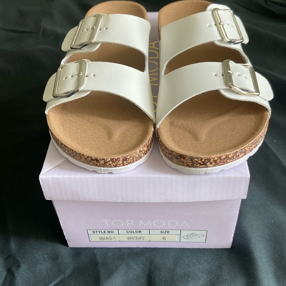 White Buckle sandals